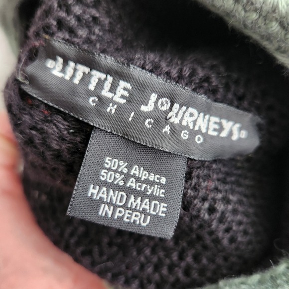 Little Journeys Chicago 100% Alpaca Wool Hand Made Knit Floral Beanie Peru - Picture 2 of 7